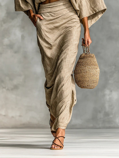 BATWING SLEEVE TOP AND LONG SKIRT SET 5