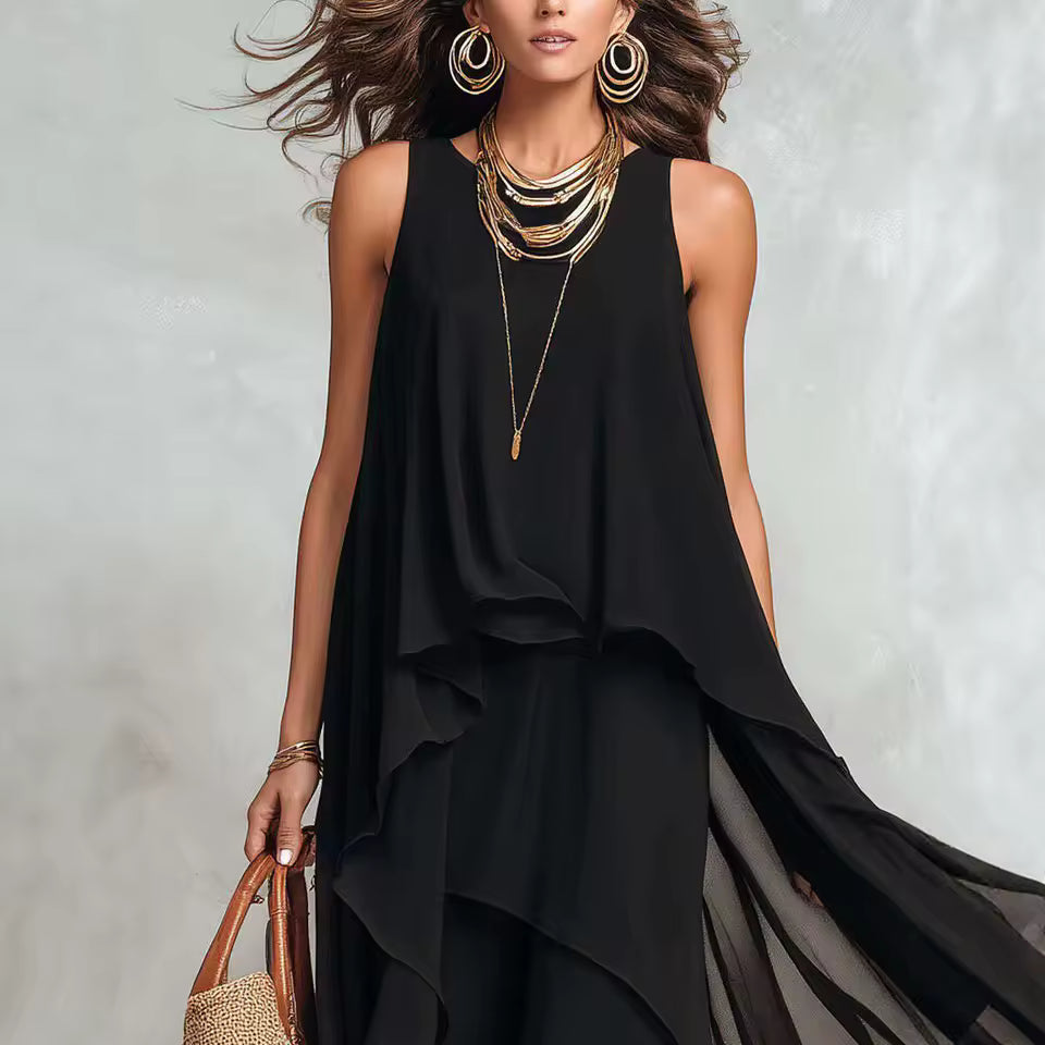 BLACK LAYERED MAXI DRESS 1
