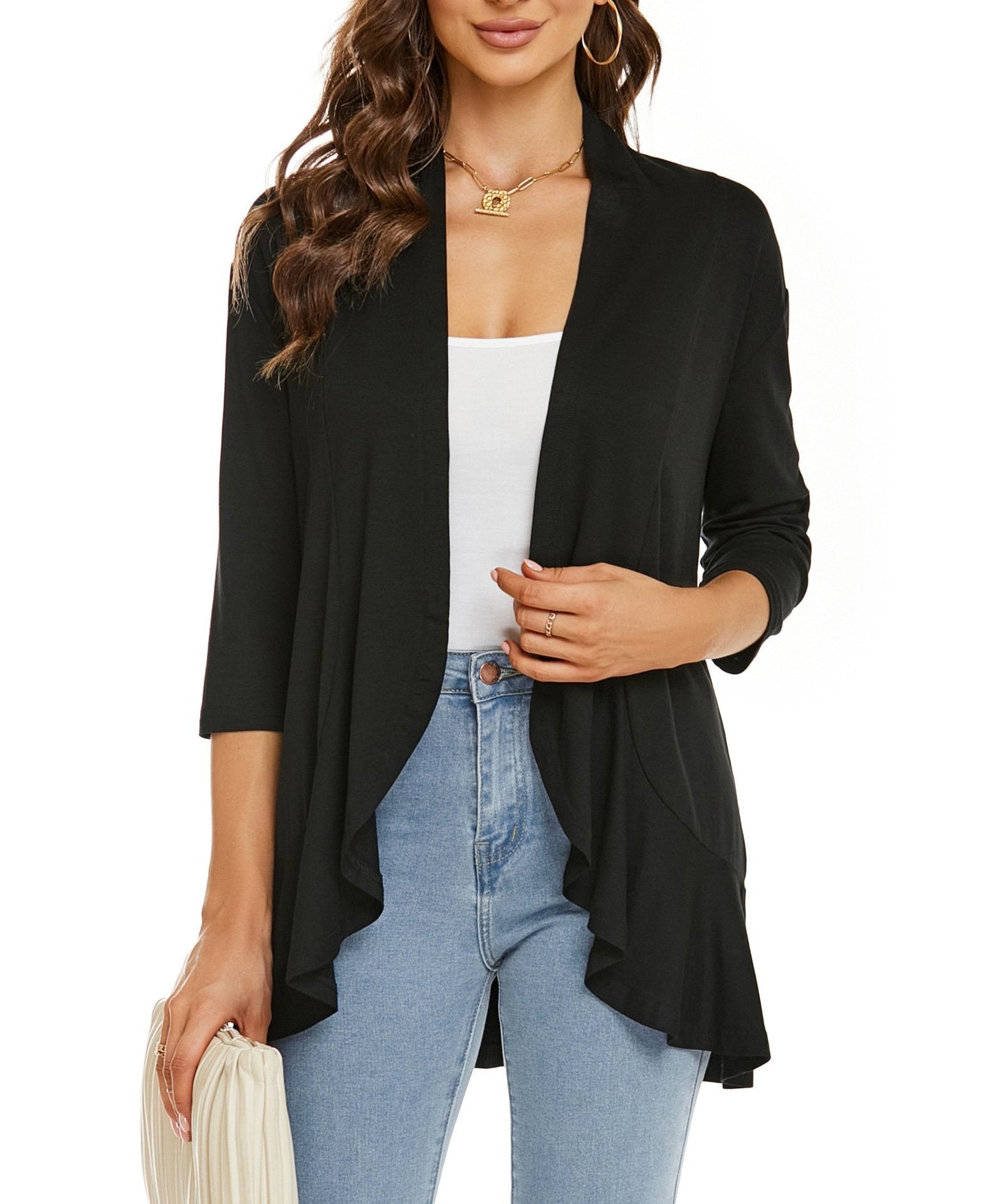 Bella | Women's Open Front Draped Cardigan 2