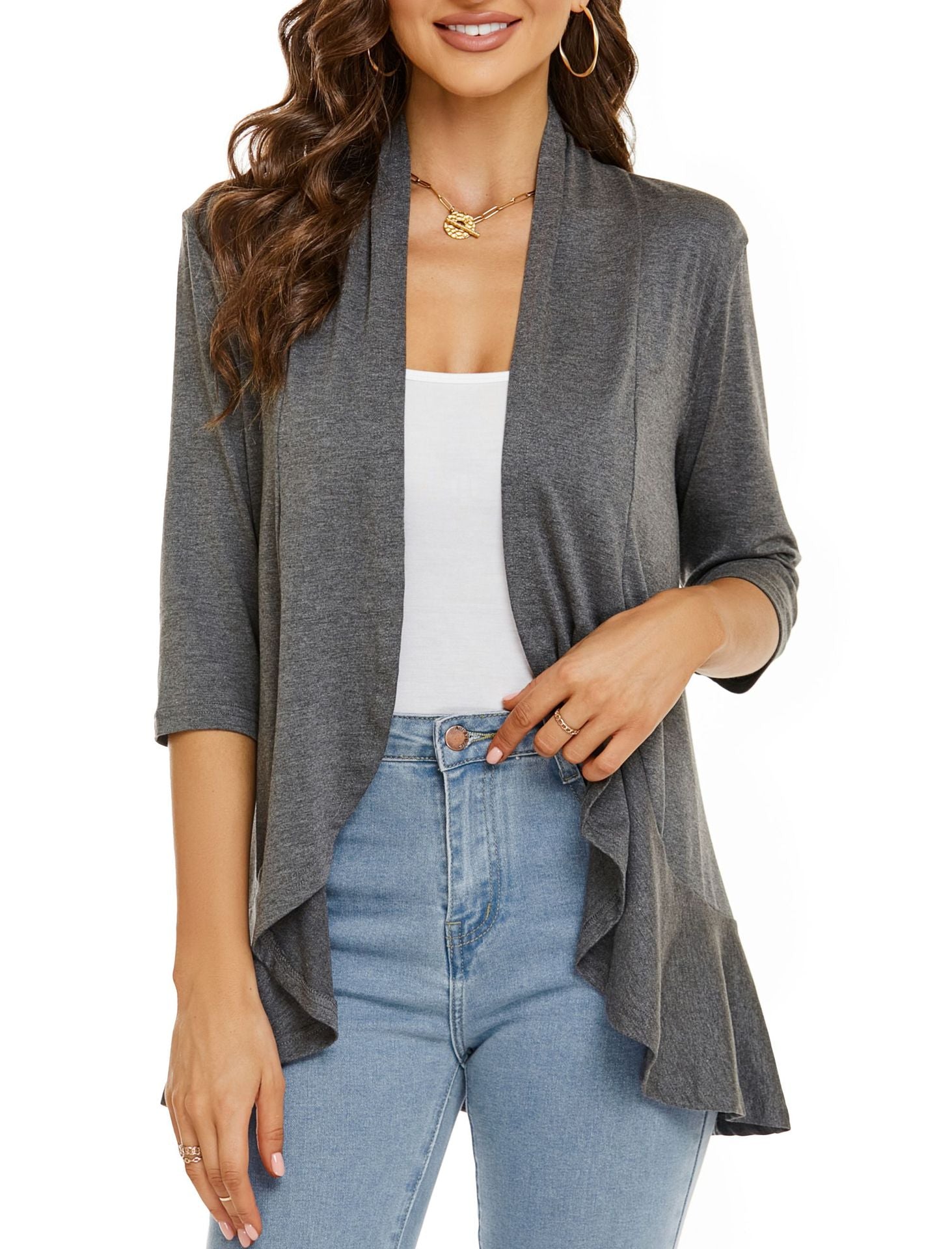 Bella | Women's Open Front Draped Cardigan 6