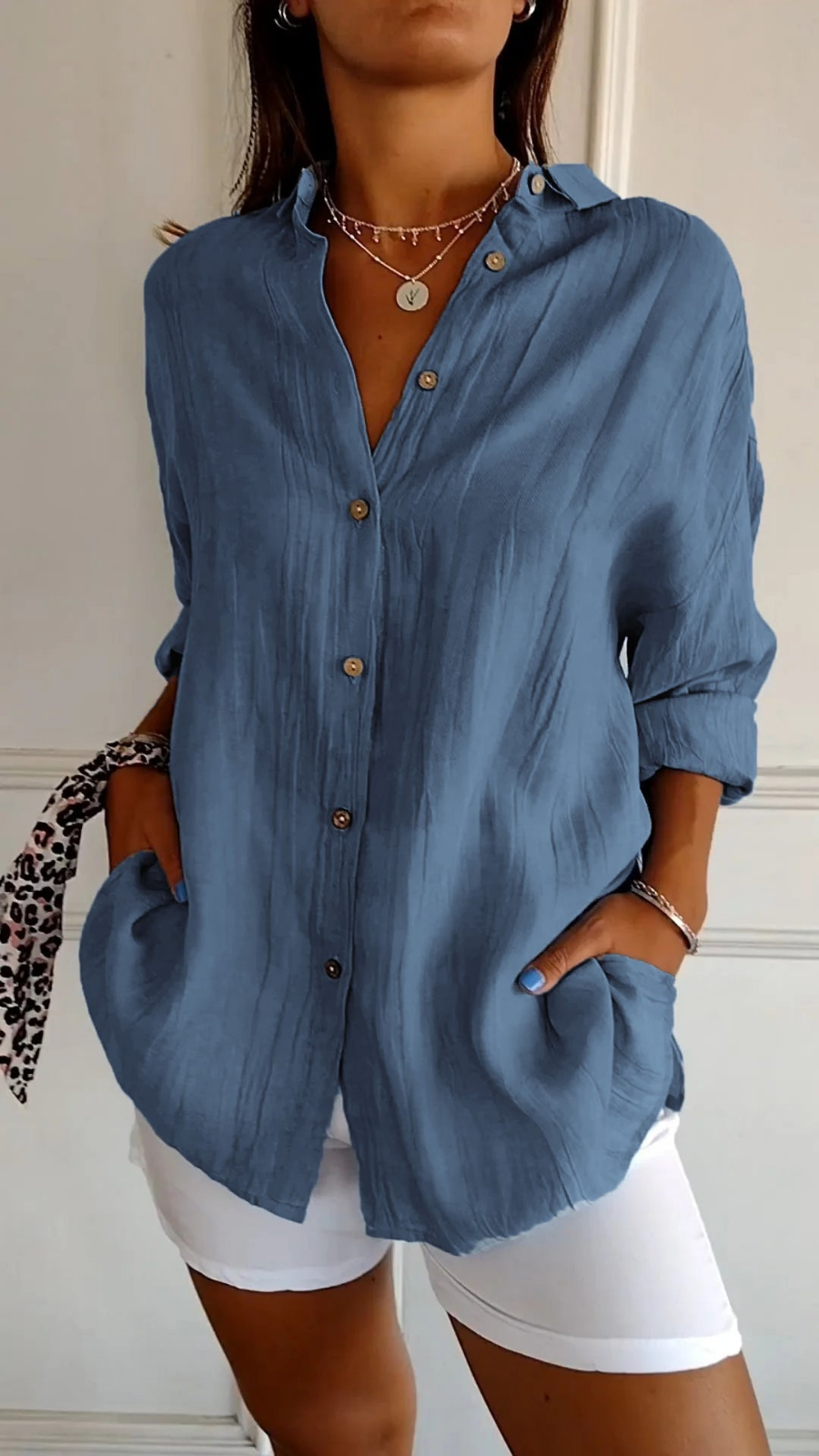 Blouse | Chloe Linen Oversized Button-Down Shirt for Women