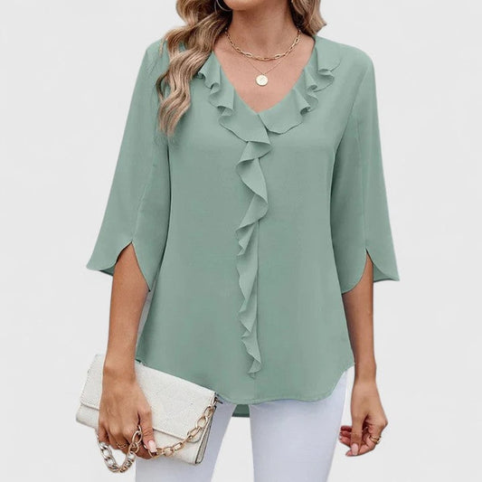 Blouse | Elegant Ruffle V-Neck Chiffon