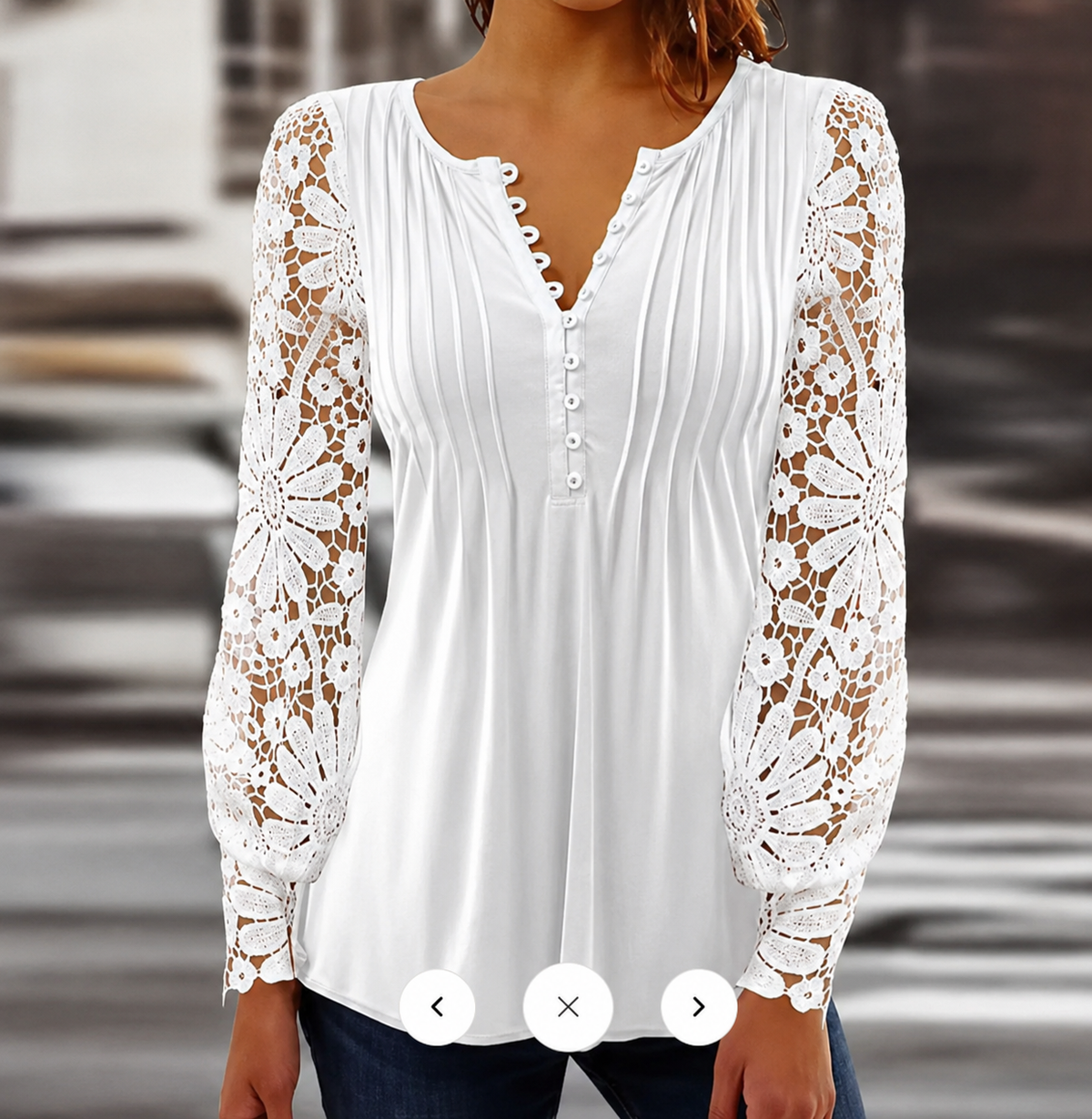 Blouse | Floral Long Sleeve Relaxed Henley