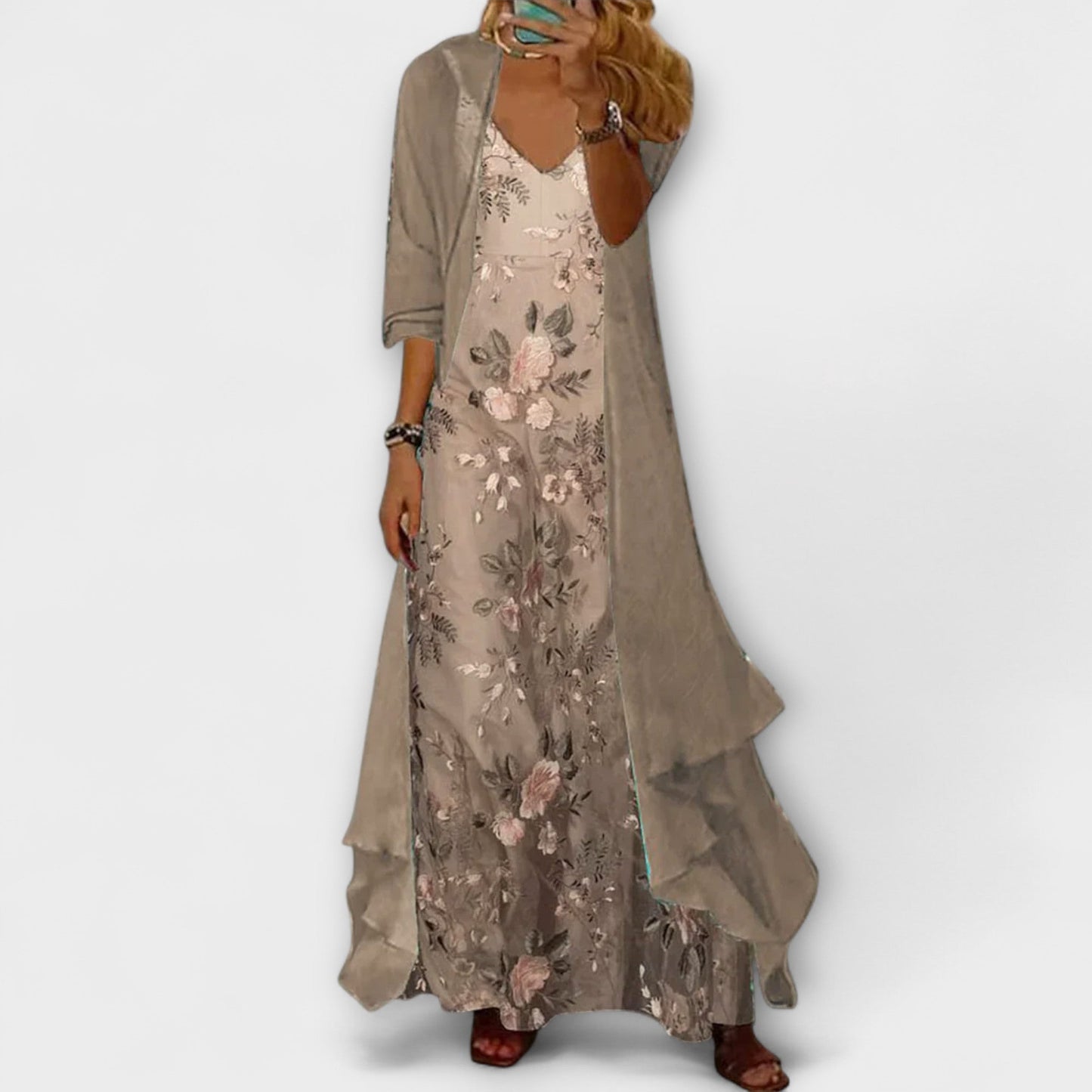 Women Long Dress | Floral Maxi Two-Piece Set