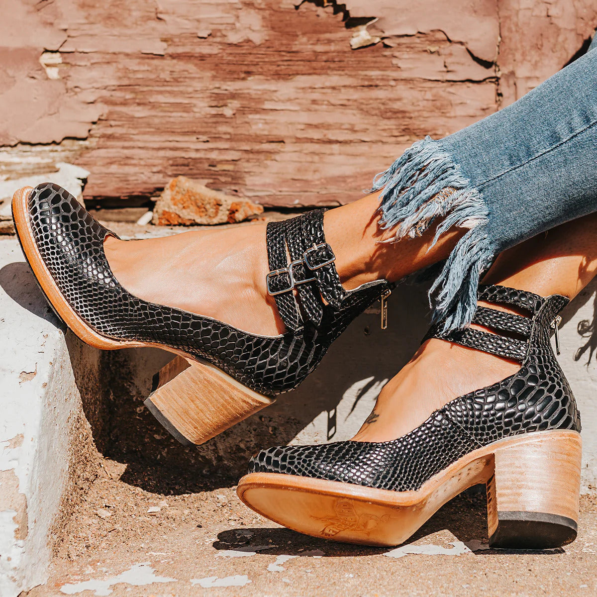 Women's Stilettos | Double Buckle Ankle Strap & Block Heel
