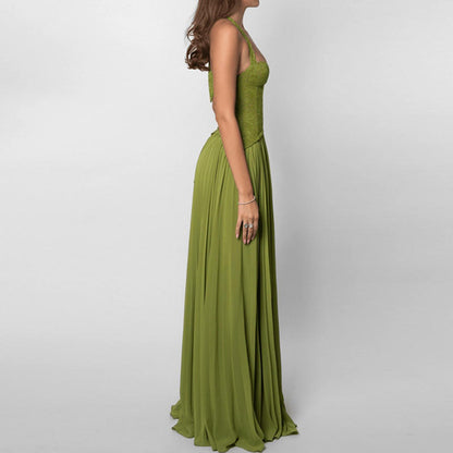 CORSET STRAP PLEATED MAXI DRESS 4