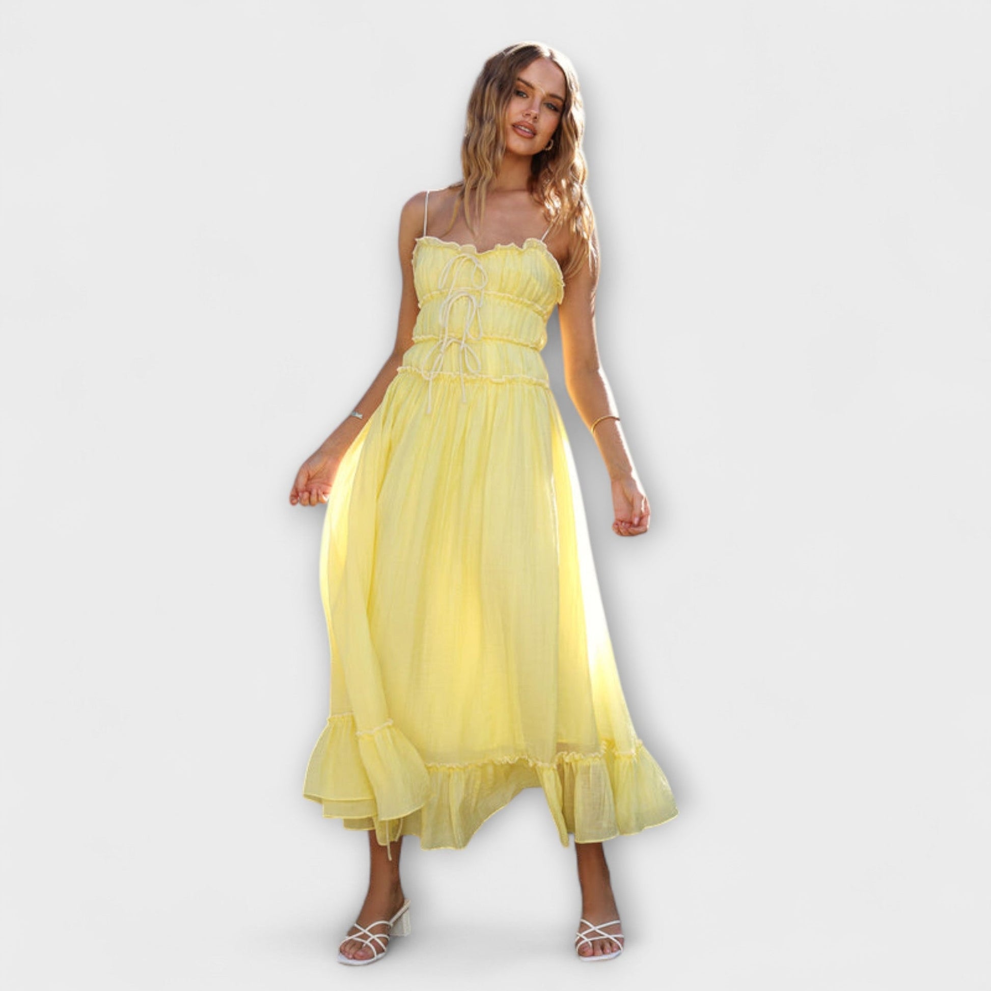 Celine - Chic Ruffled Hem Midi Dress for Events