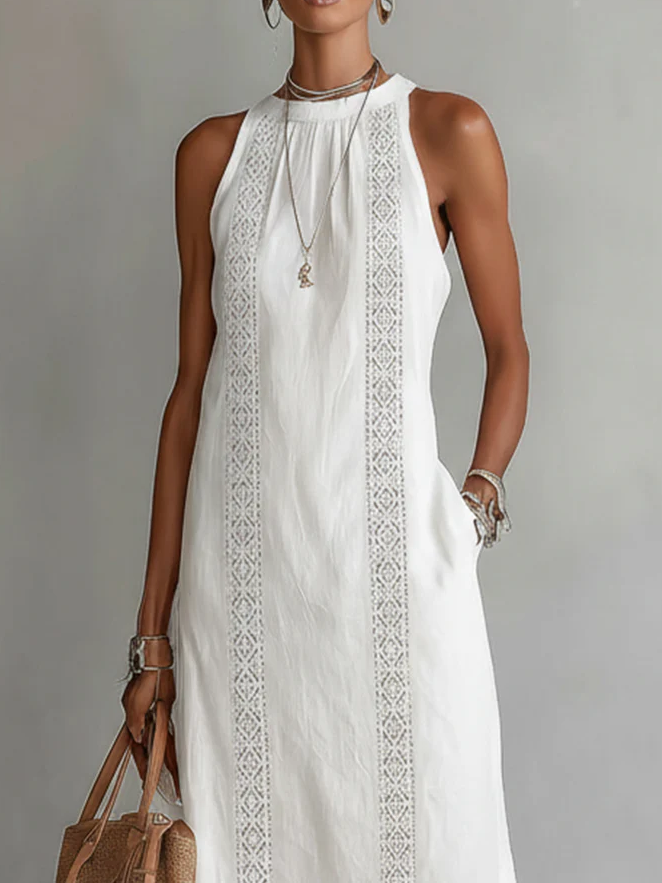 Celine | Sleeveless Lace Detail Midi Dress 2