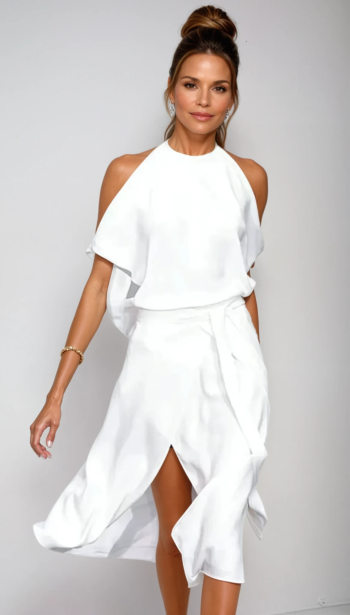 Celvara - Midi Dress Off-Shoulder Asymmetric Hem 0