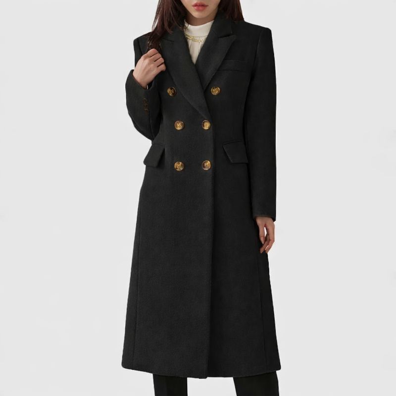 Women's Longline Coat | Slim Double-Breasted Winter Coat