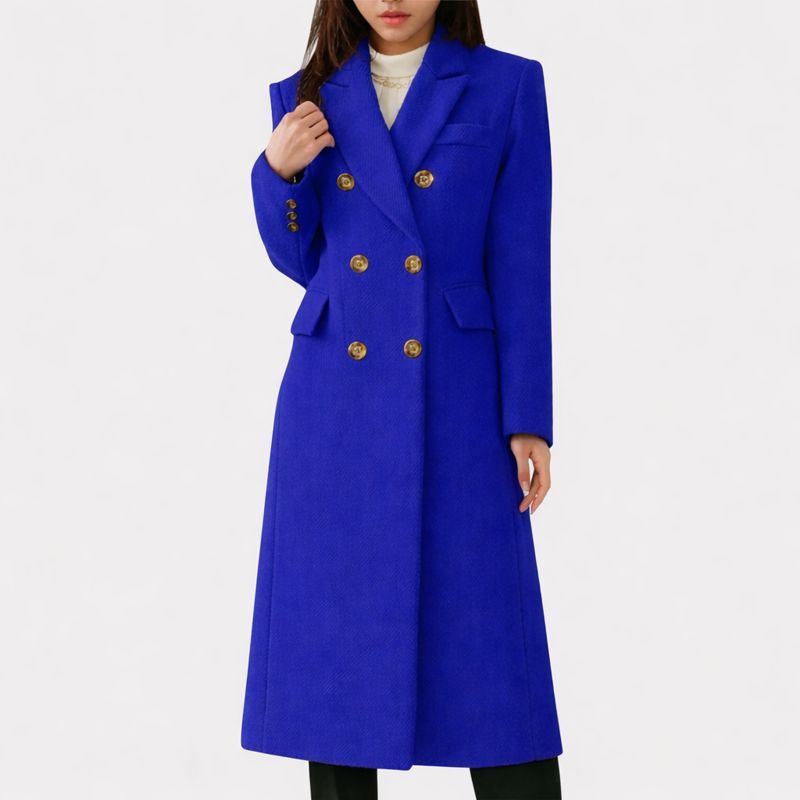 Women's Longline Coat | Slim Double-Breasted Winter Coat