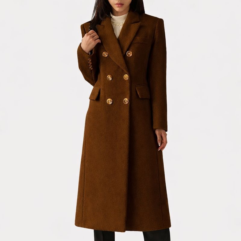Women's Longline Coat | Slim Double-Breasted Winter Coat