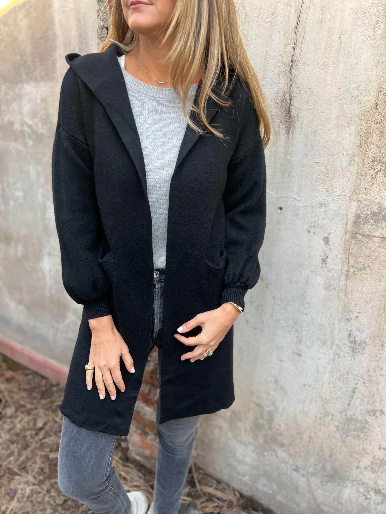 Chic Hooded Knit Cardigan for Everyday Wear