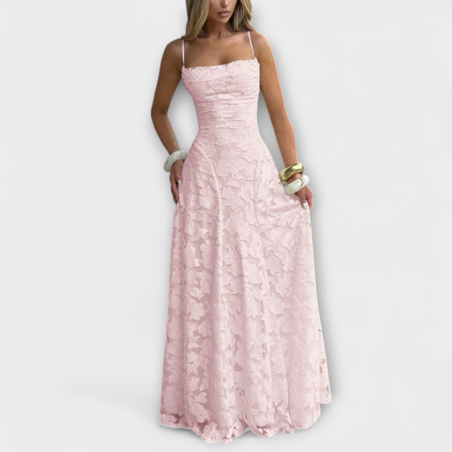 Chic Jacquard Maxi Dress for Special Occasions