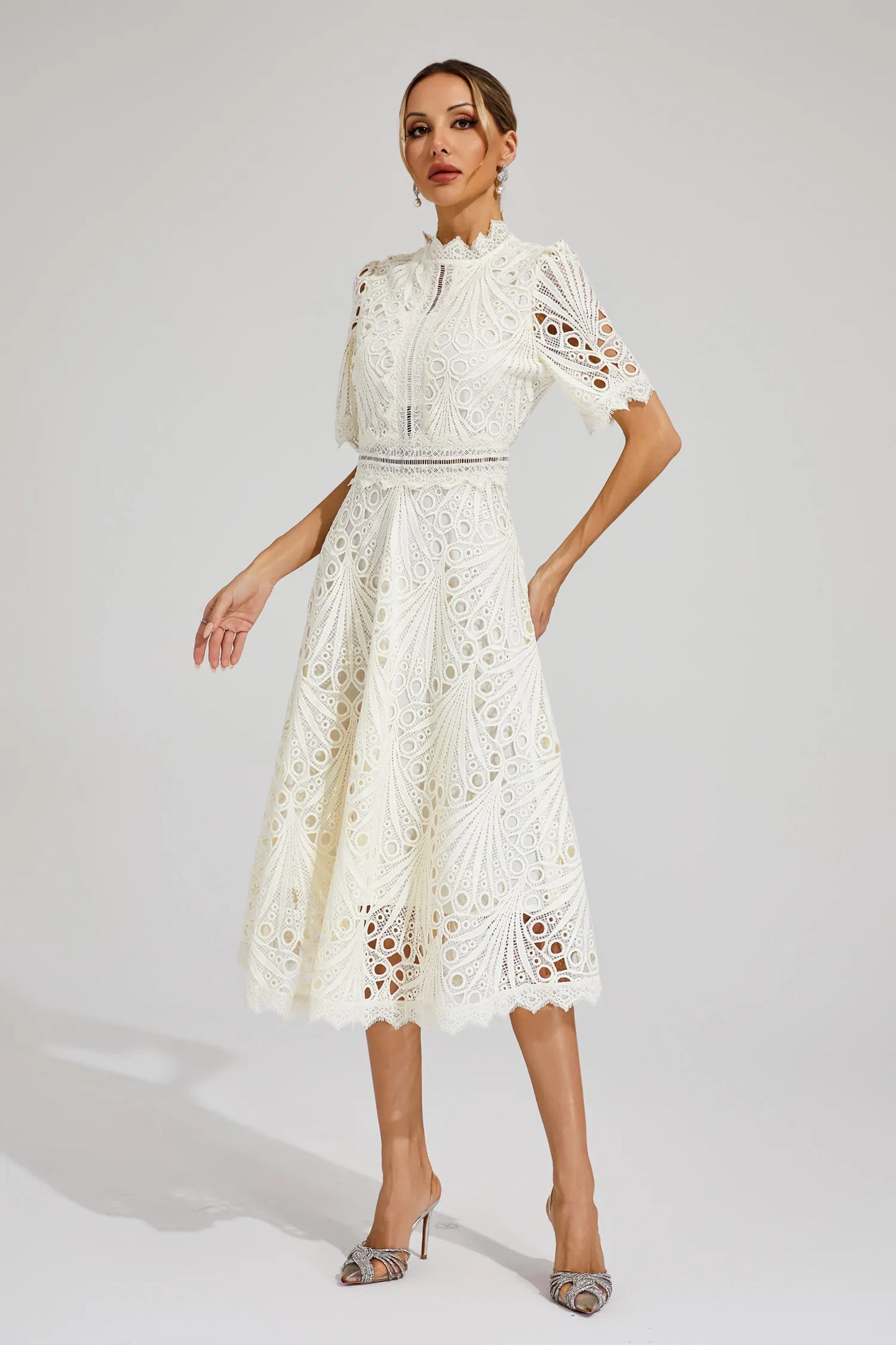 Chic Lace Midi Dress for Weddings & Events