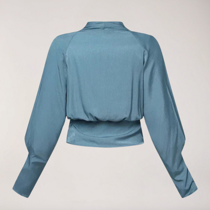 Chic V-Neck Blouse with Puff Sleeves for Stylish Occasions