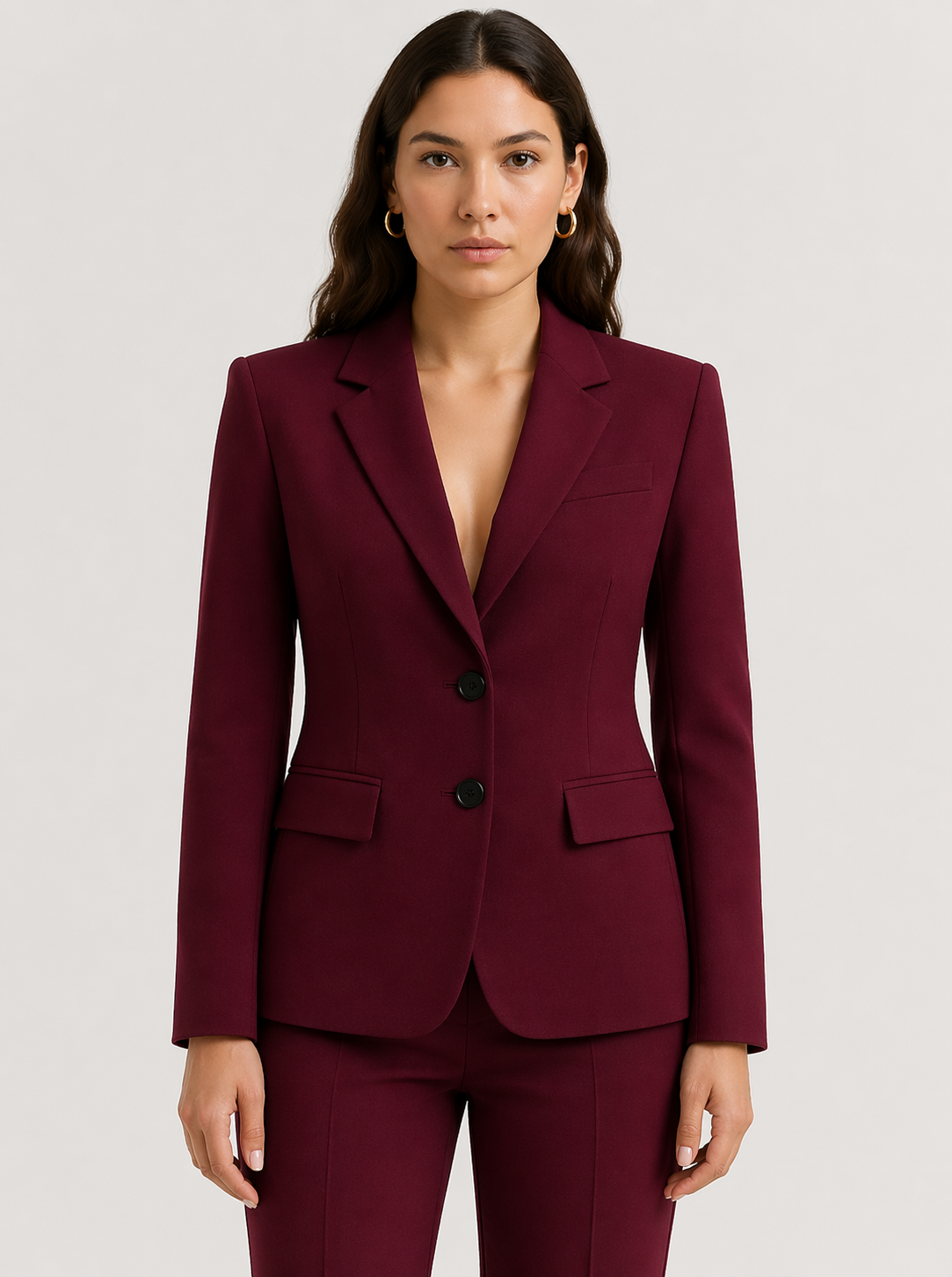 Chic Wine Red Blazer for Women – Stylish Slim Fit
