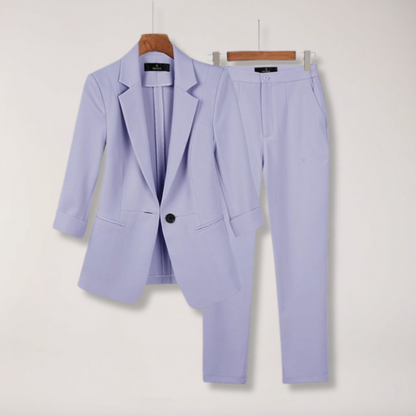 Chic Women's Blazer and Trousers Set for Office and Events