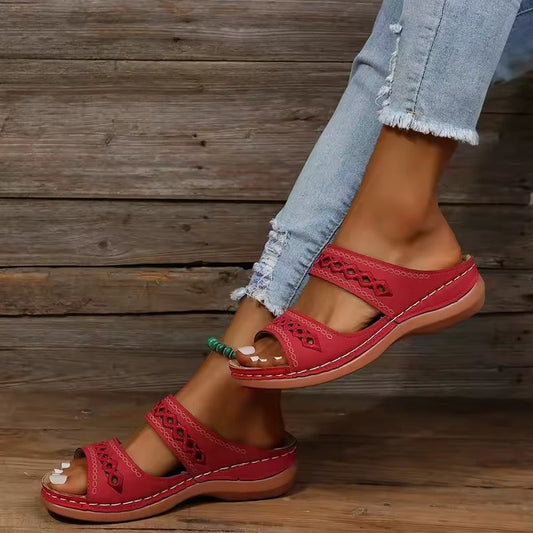Chic Women's Wedge Heel Retro Sandals for Summer Outings