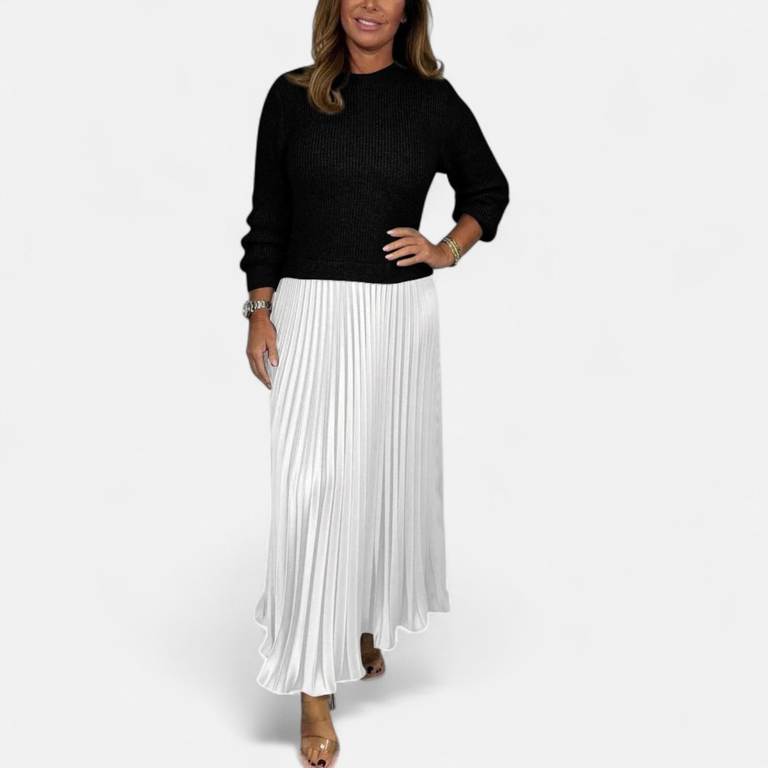 Claudia - Maxi dress with sweater and pleated skirt 11