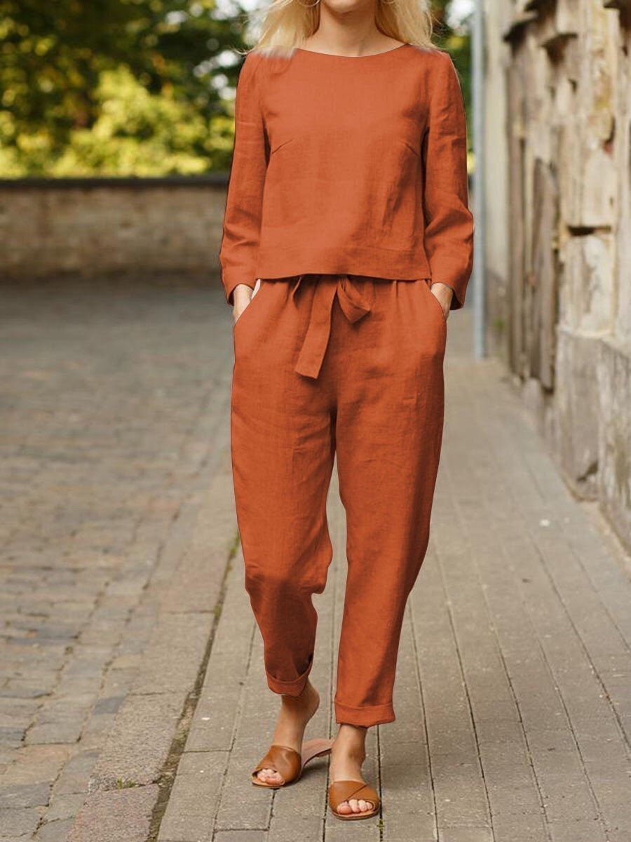 Co Ord Set Women's | Casual Linen Trouser & Top Two-Piece
