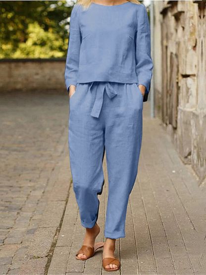 Co Ord Set Women's | Casual Linen Trouser & Top Two-Piece