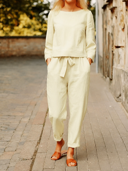 Co Ord Set Women's | Casual Linen Trouser & Top Two-Piece