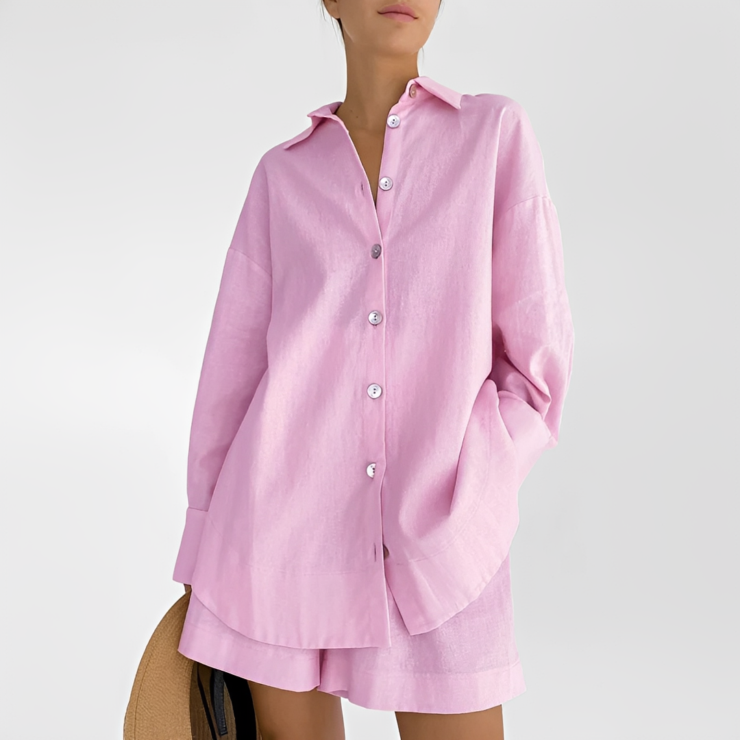 Co Ord Set Women's | Oversized Shirt & Relaxed Shorts Matching Set