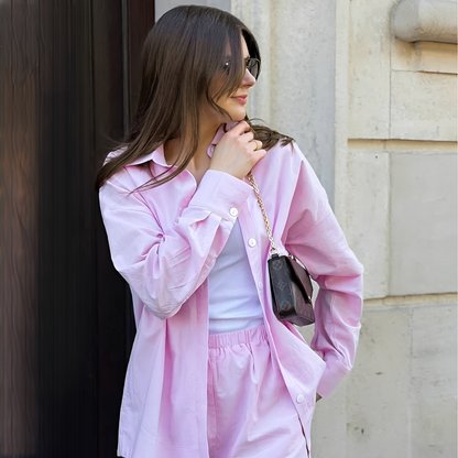 Co Ord Set Women's | Oversized Shirt & Relaxed Shorts Matching Set
