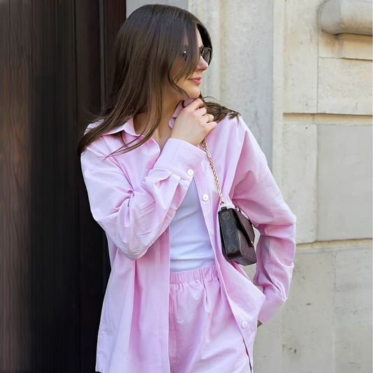 Co Ord Set Women's | Oversized Shirt & Relaxed Shorts Matching Set