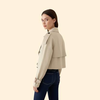 Women's Cropped Trench Coat | Belted & Structured Fit 3