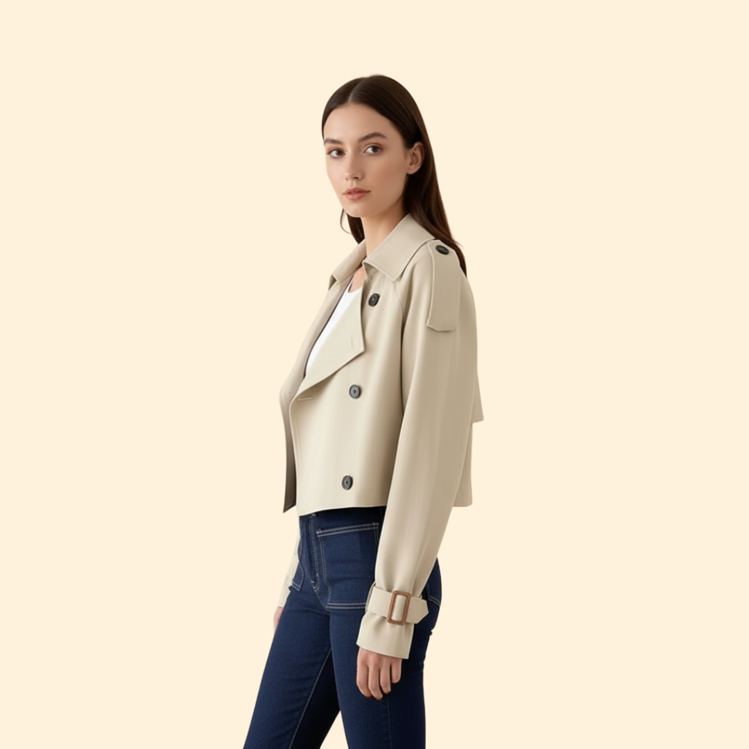Women's Cropped Trench Coat | Belted & Structured Fit 4