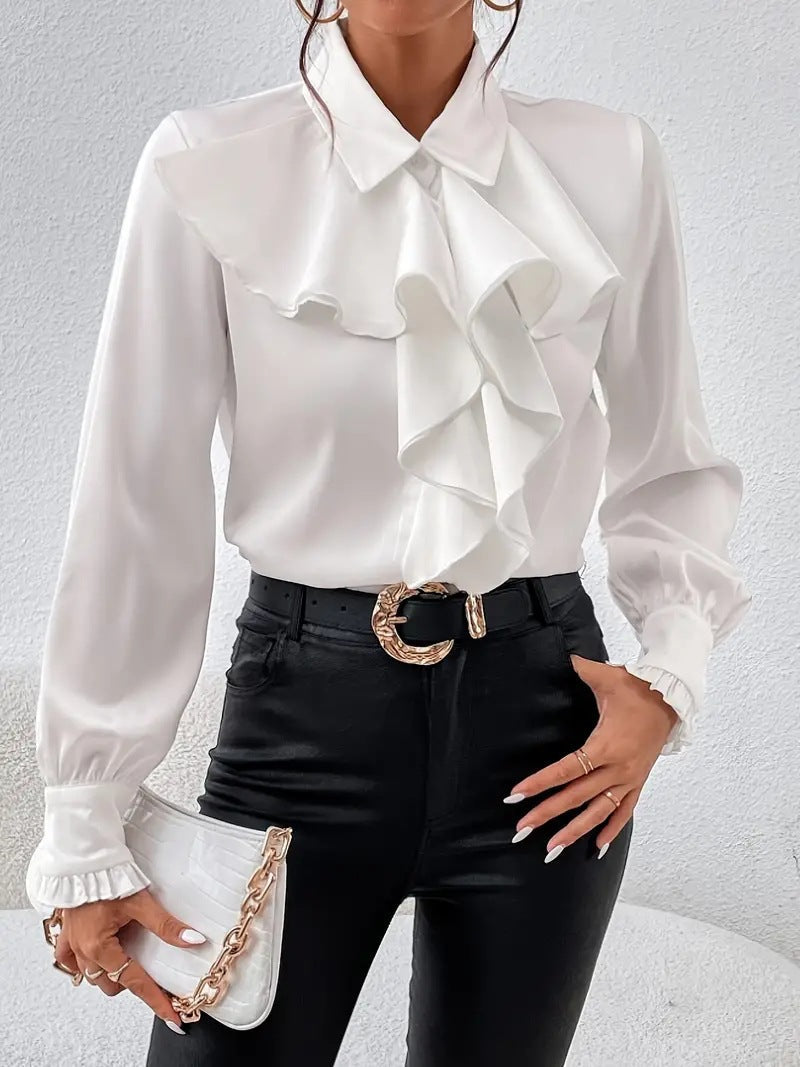 ELEGANT LONG-SLEEVED RUFFLED SHIRT 0