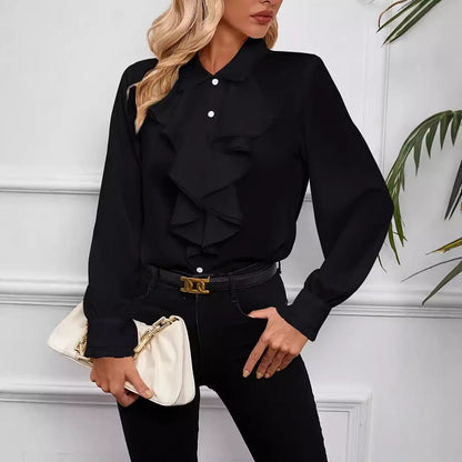 ELEGANT LONG-SLEEVED RUFFLED SHIRT 1
