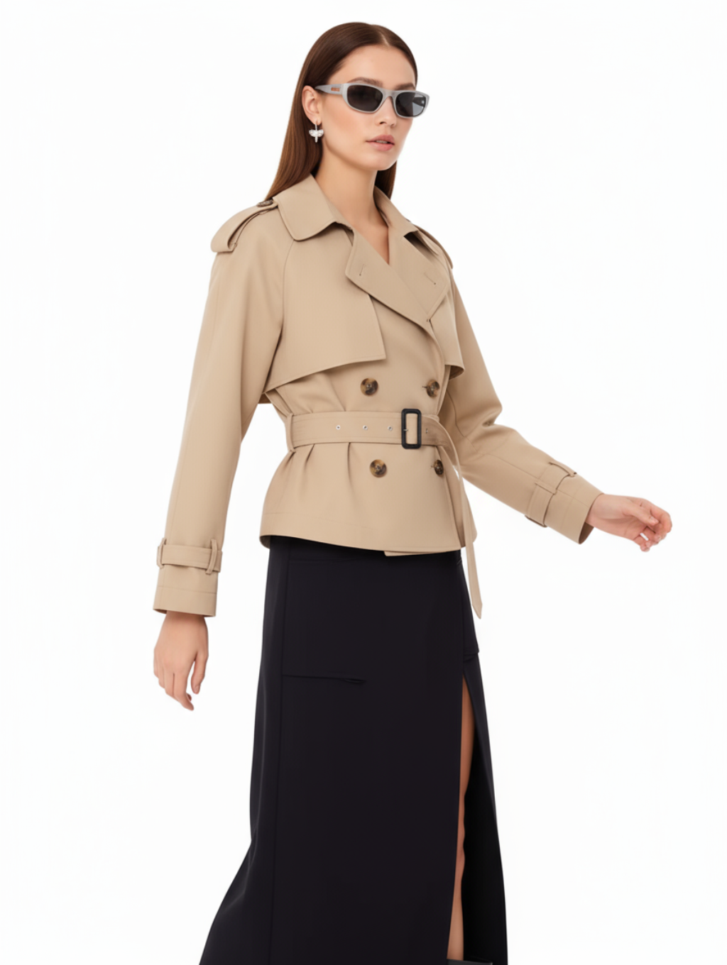 ELEONORA | Short trench coat with belt 7