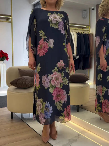 Elsie | Elegant Floral Print Plus Size Maxi Dress 1