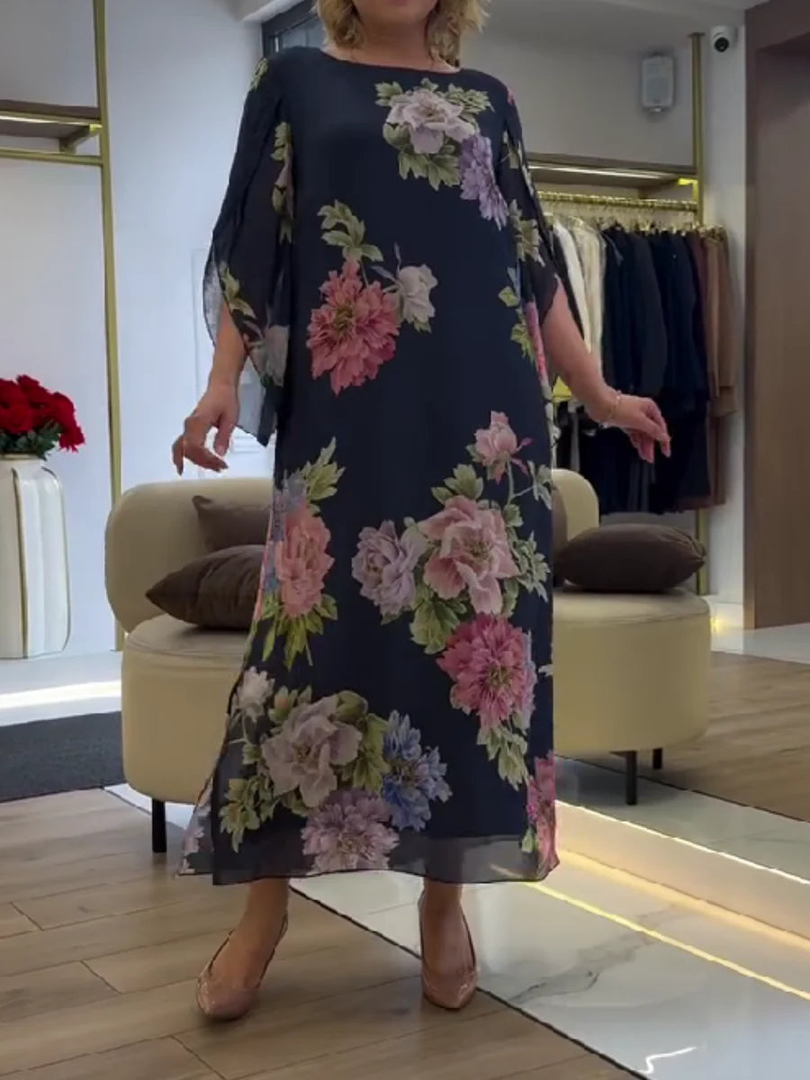 Elsie | Elegant Floral Print Plus Size Maxi Dress 2