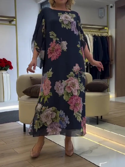 Elsie | Elegant Floral Print Plus Size Maxi Dress 2