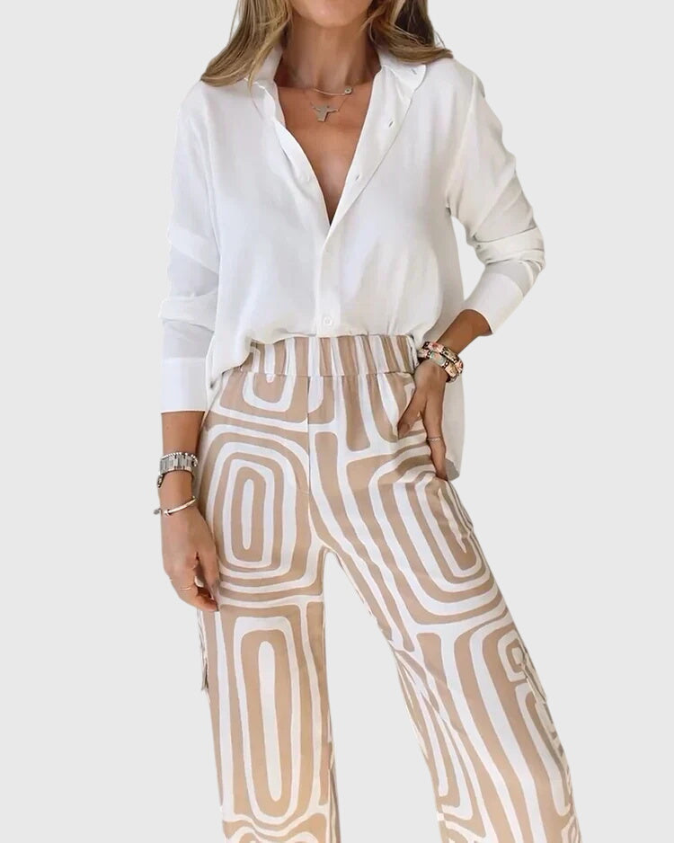 Emilia™ | Chic Trousers with Blouse & Belt for Any Occasion