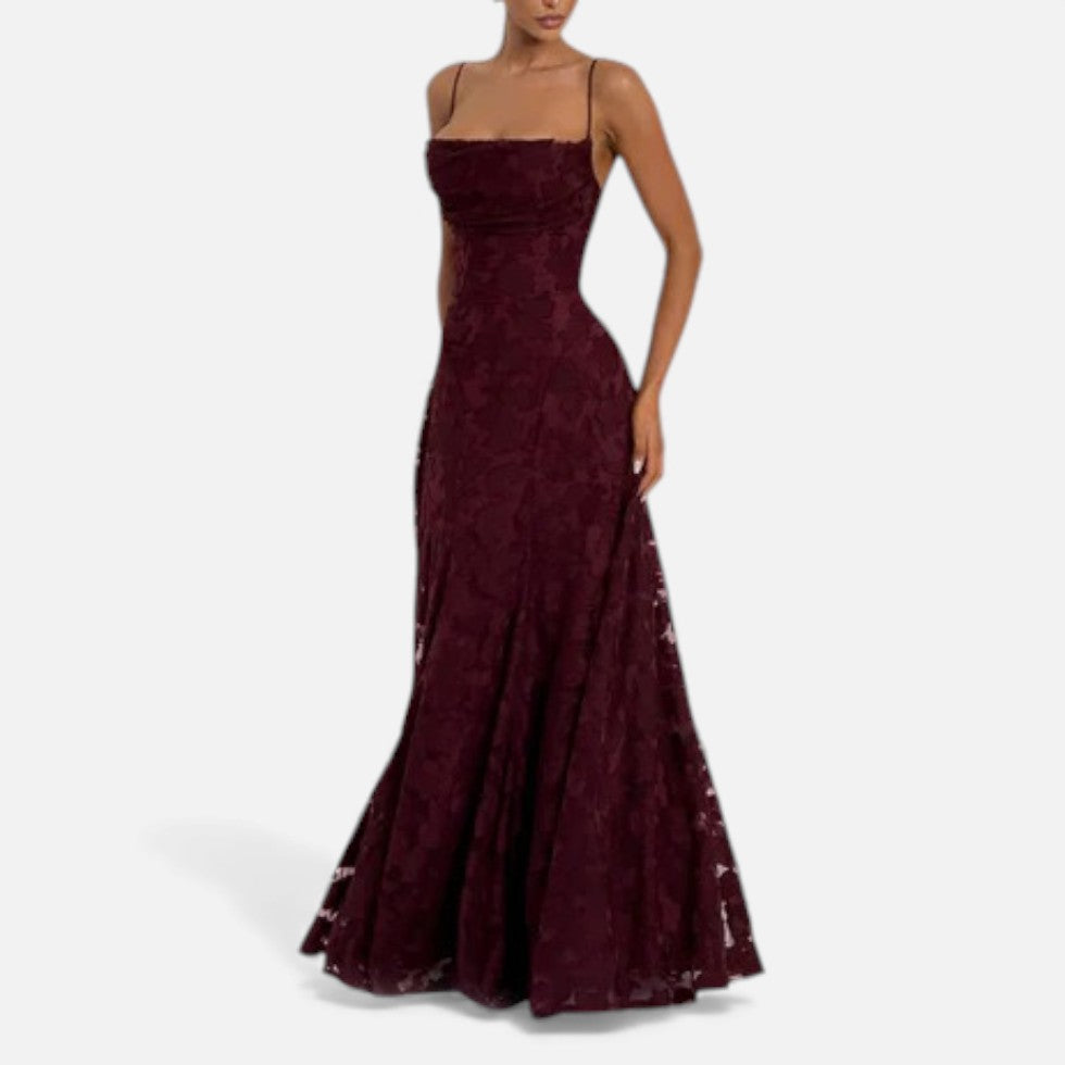 Evening Maxi Dress Women's | Lace Flared Formal Gown