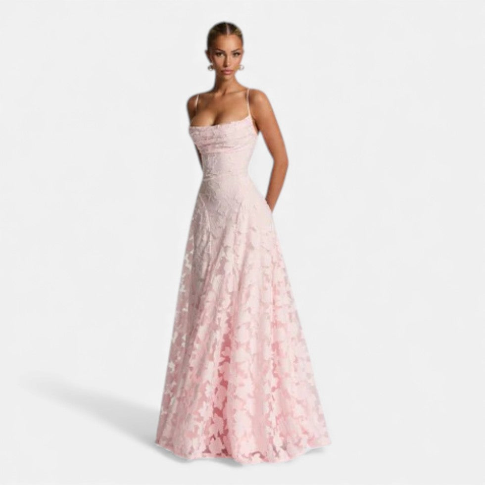 Evening Maxi Dress Women's | Lace Flared Formal Gown