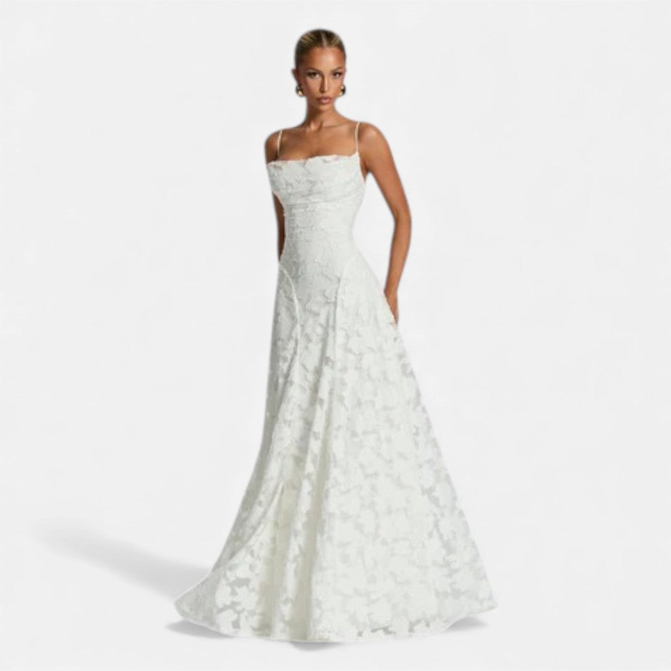 Evening Maxi Dress Women's | Lace Flared Formal Gown