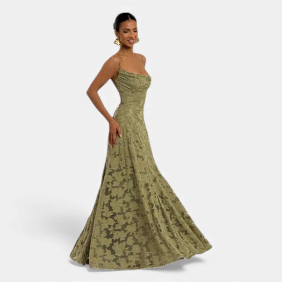 Evening Maxi Dress Women's | Lace Flared Formal Gown