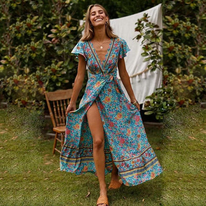 FLOWING V-NECK MAXI DRESS 0