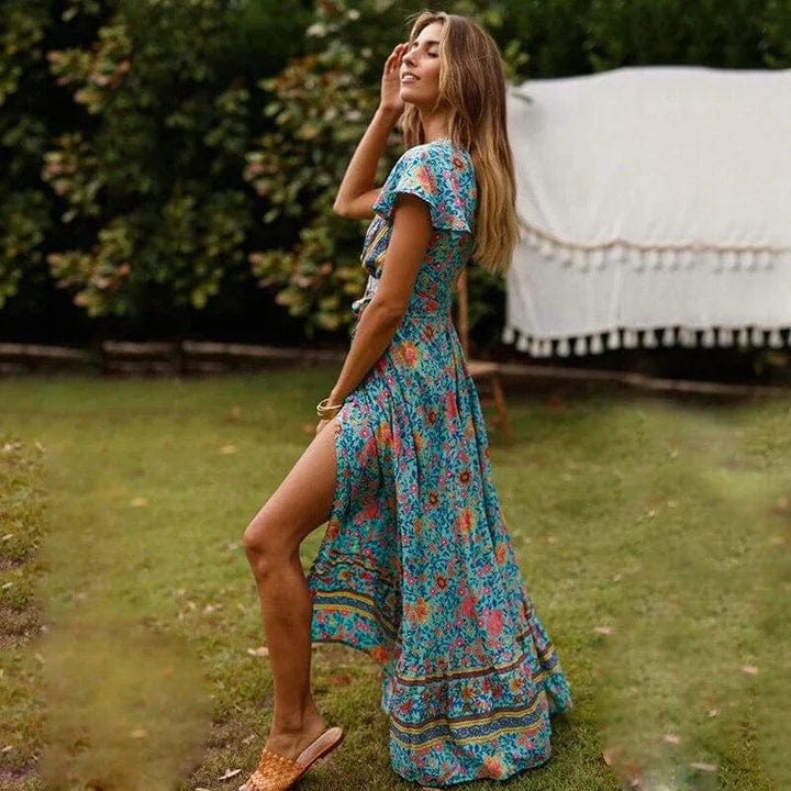 FLOWING V-NECK MAXI DRESS 3