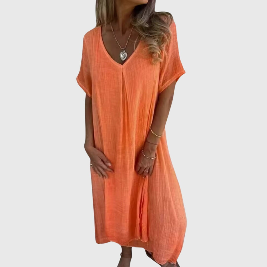 Fiona™ – Chic V-Neck Dress for Any Occasion