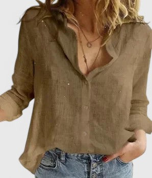 Harper | Women's Linen Button Down Shirt with Lapel Collar 3