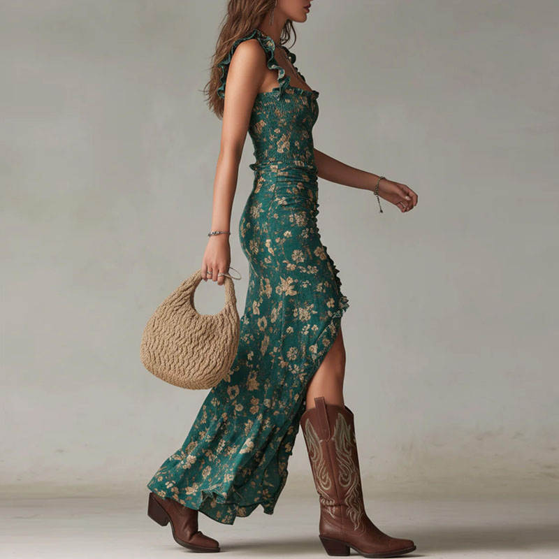 IRREGULAR RUFFLED MAXI DRESS 1