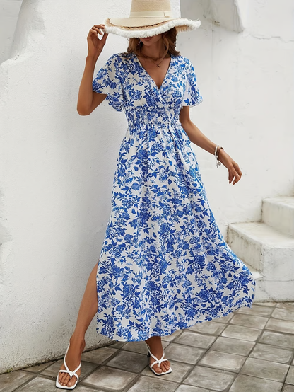Women's Maxi Dress | Floral Print, Shirred Stretch Waist