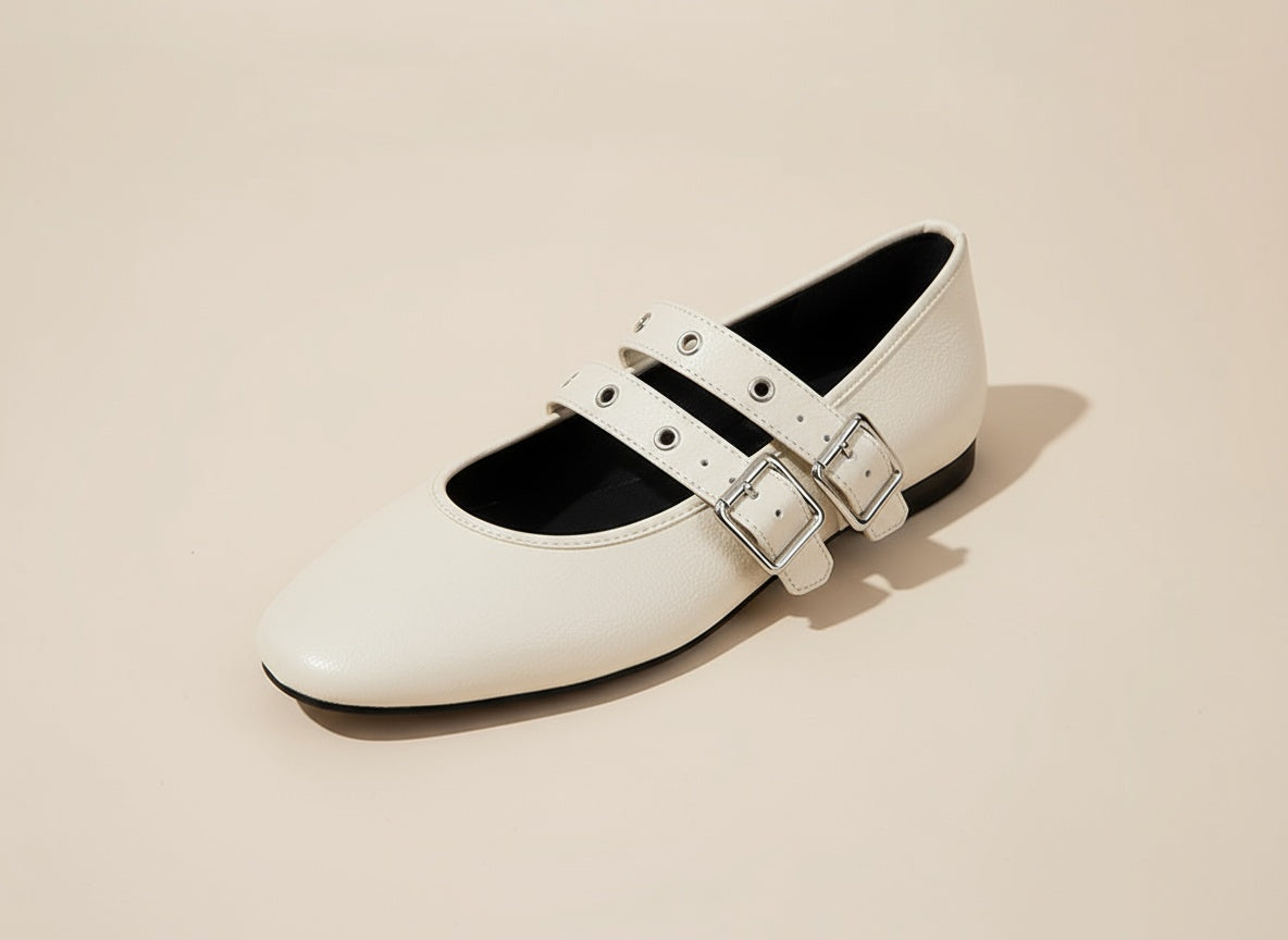 Women's Buckle Flats | Double Strap & Modern Twist on a Classic